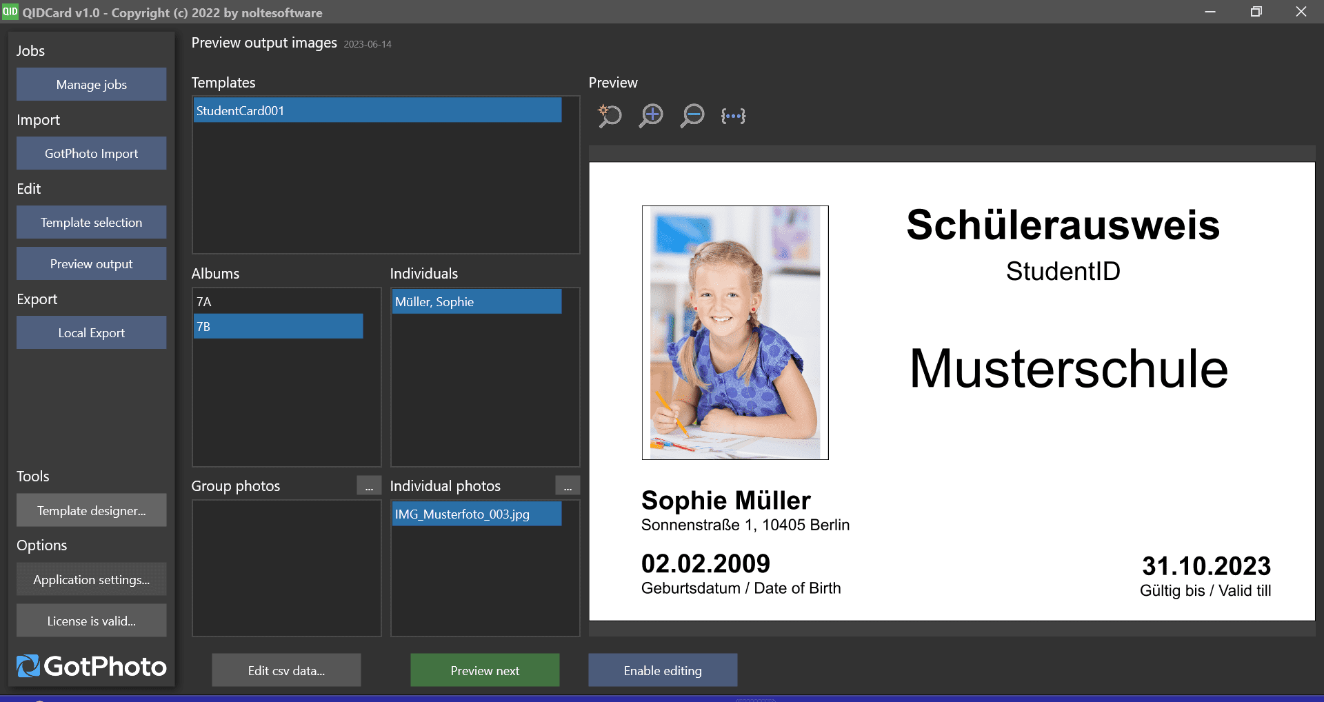 qidcard software mock-up